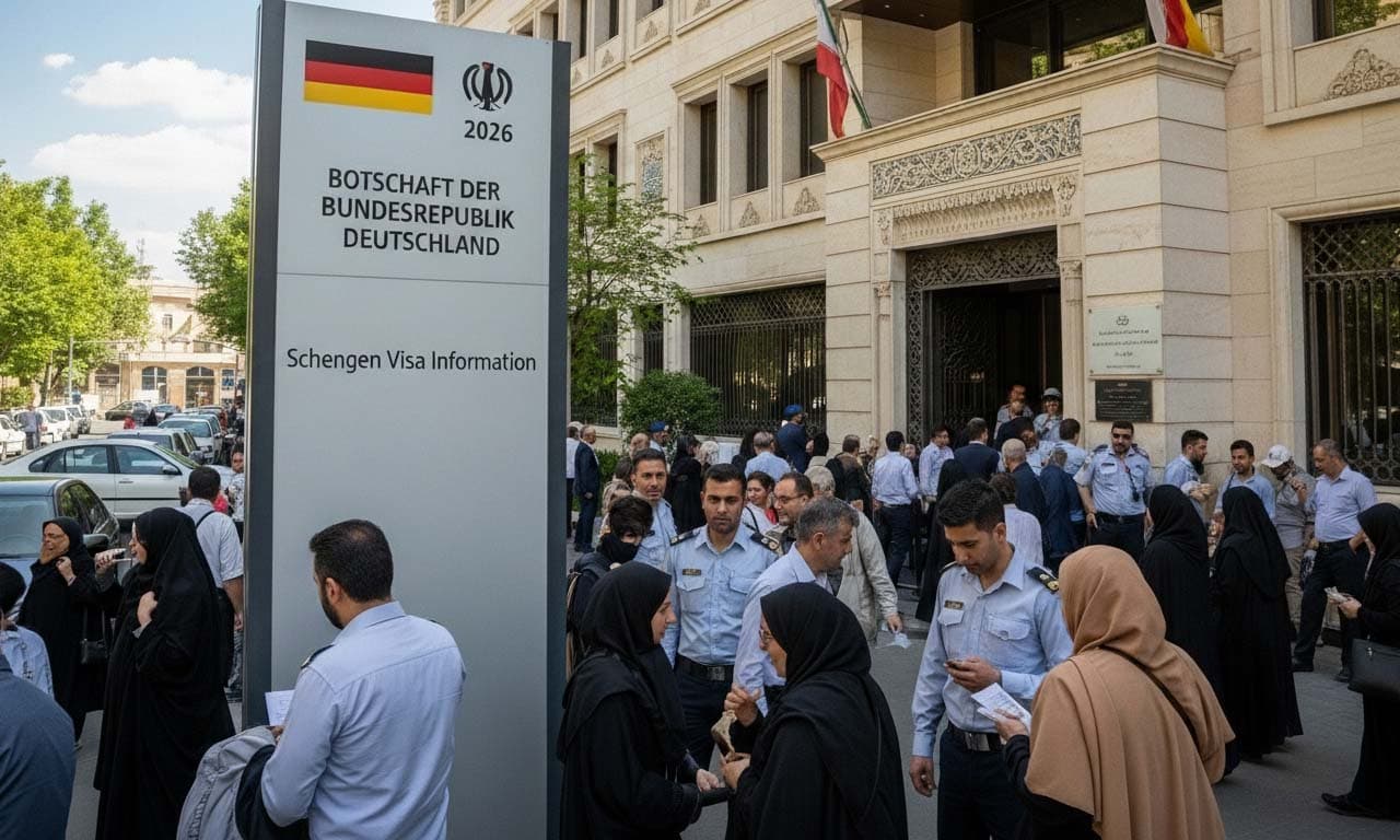 از چهارشنبه ۱۷ دی ۱۴۰۴ سفارت آلمان در تهران دوباره درخواستهای ویزای شینگن را پذیرفت از چهارشنبه ۱۷ دی ۱۴۰۴ سفارت آلمان در تهران دوباره درخواستهای ویزای شینگن را پذیرفت